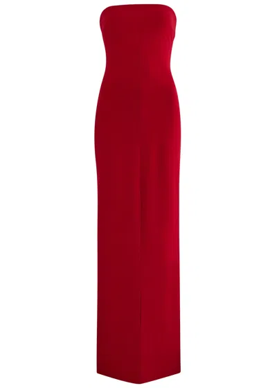 Solace London Bysha Strapless Crepe Maxi Dress In Dark Red