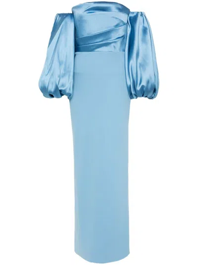 Solace London Carmen Maxi Dress In Blue