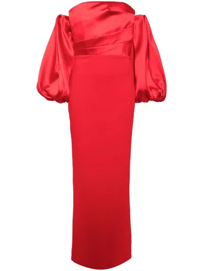 Solace London Carmen Maxi Dress In Red