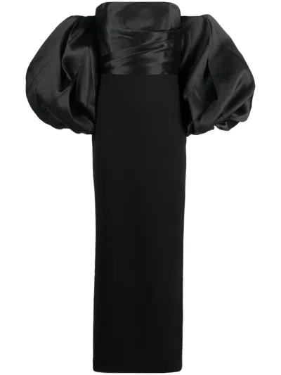 Solace London Carmen Off-the-shoulder Gown In Schwarz