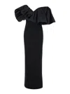 Solace London 'cassia' Black Maxi Dress With Asymmetric Neckline And Ruched Details