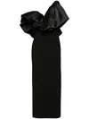 Solace London 'cassia' Black Maxi Dress With Asymmetric Neckline And Ruched Details In Black