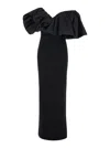 Solace London 'cassia' Black Maxi Dress With Asymmetric Neckline And Ruched Details In Black