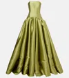 Solace London Cassias Bandeau Satin Gown In Green