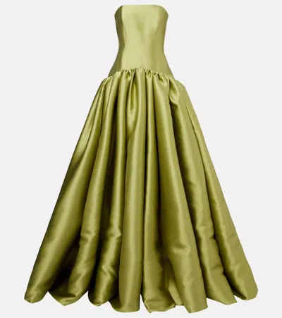 Solace London Cassias Bandeau Satin Gown In Green