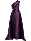 Solace London One-shoulder Twill Gown In Purple