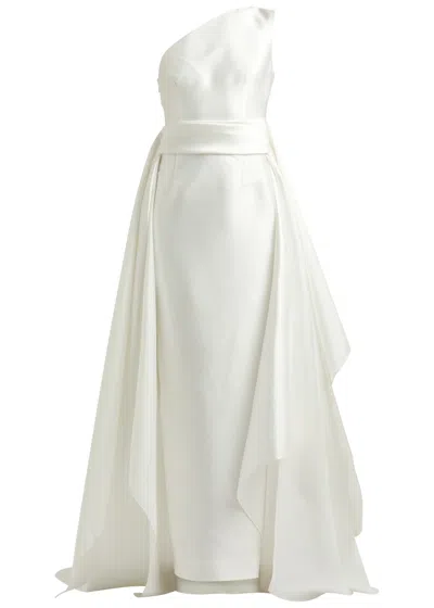 Solace London Charo One-shoulder Faille Gown In Cream