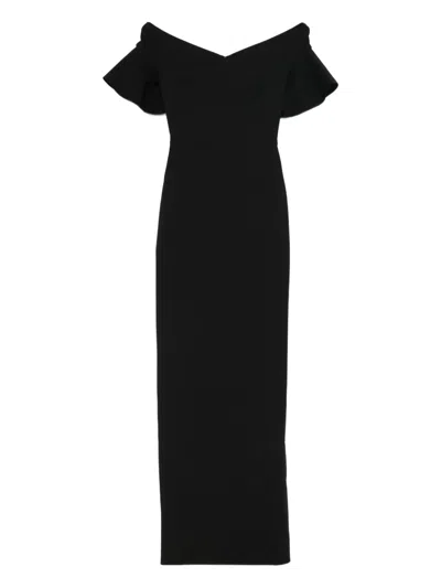 Solace London Cielo Off-shoulder Maxi Dress In Black