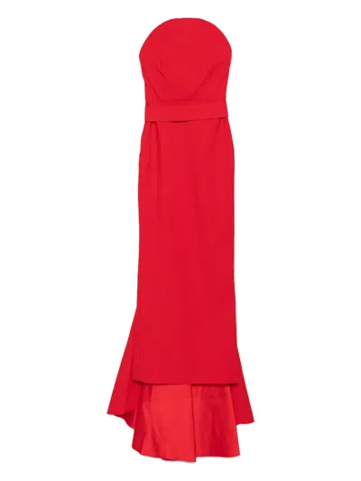 Solace London Citra Belted Fishtail Maxi Dress In Red