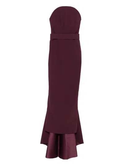 Solace London Citra Long Dress In Burgundy