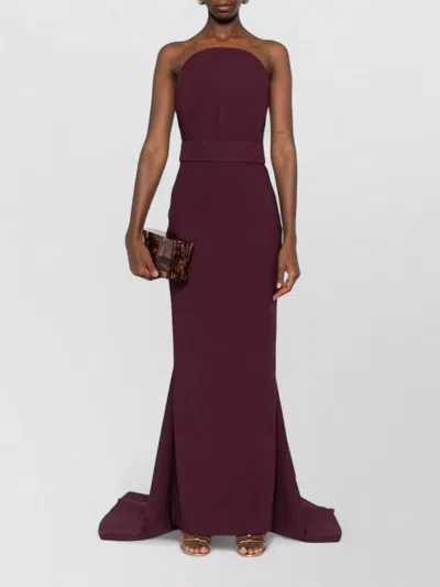 Solace London Citra Strapless Belted Floor Length Dress In Burgundy