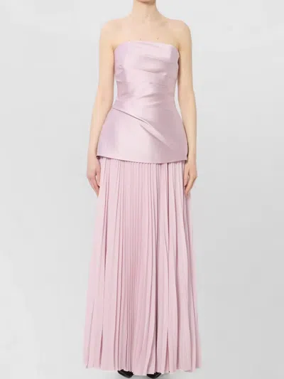 Solace London Claudette Draped Bustier Chiffon Maxi Dress In Pink