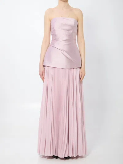 Solace London Claudette Pleated Maxi Dress In Pink
