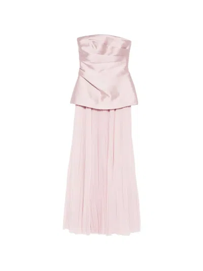 Solace London Claudette Pleated Maxi Dress In Pink
