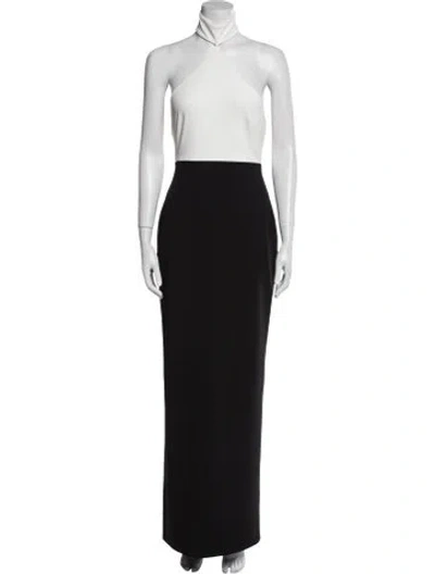 Pre-owned Solace London Colorblock Pattern Long Dress In Black