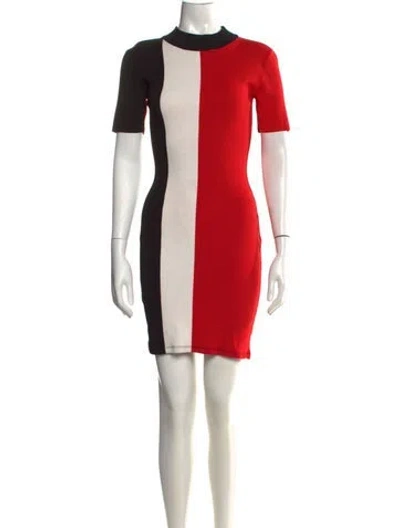 Pre-owned Solace London Colorblock Pattern Mini Dress In Red