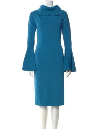 Pre-owned Solace London Cowl Neck Midi Length Dress In Blue