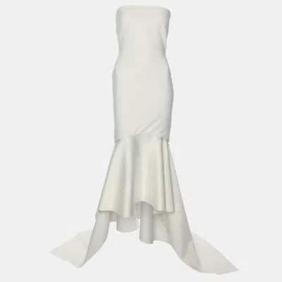 Pre-owned Solace London Cream Satin Blend Kerama Long Dress S