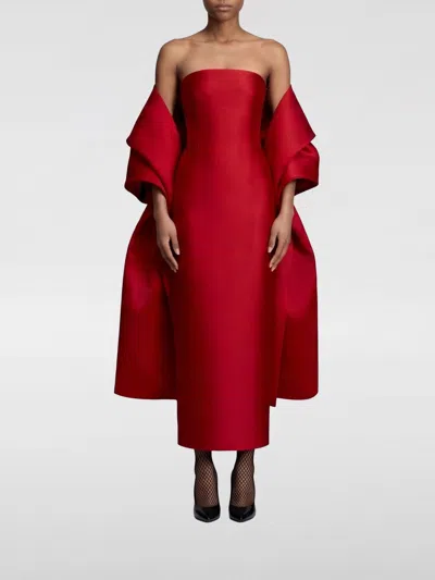 Solace London Crepe Cape Dress In Red