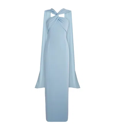 Solace London Crepe Twisted Rona Gown In Blue