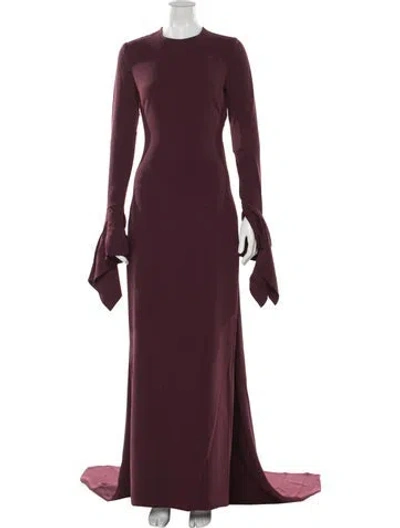 Pre-owned Solace London Crew Neck Long Dress In Burgundy