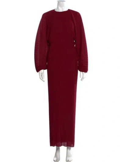 Pre-owned Solace London Crew Neck Long Dress In Burgundy