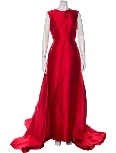 Pre-owned Solace London Crew Neck Long Dress In Red