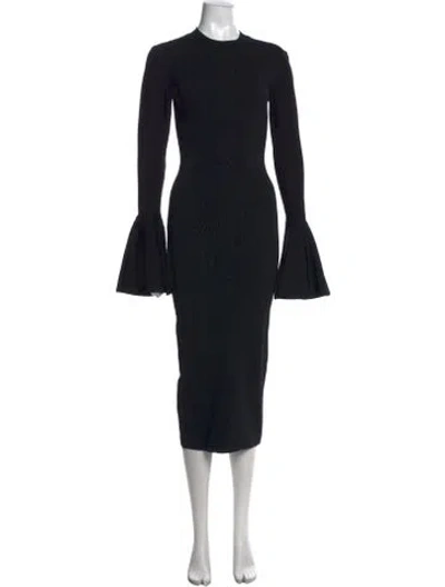 Pre-owned Solace London Crew Neck Midi Length Dress In Black