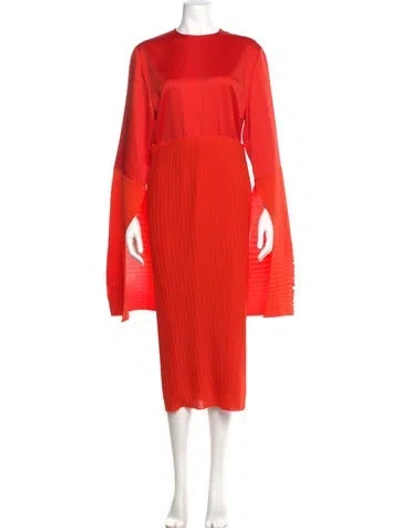 Pre-owned Solace London Crew Neck Midi Length Dress In Orange