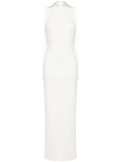Solace London Dahlia Crepe Column Gown In White