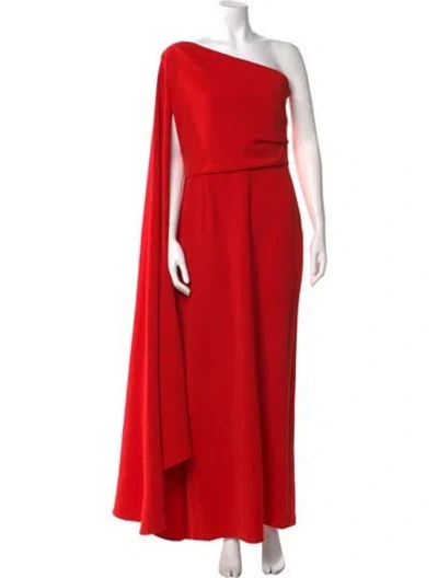 Pre-owned Solace London Daria Long Dress In Red