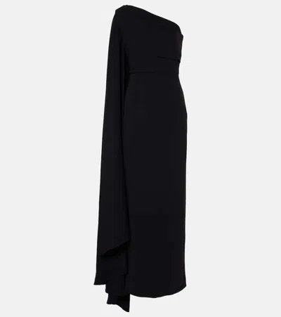 Solace London Daria One-shoulder Gown In Black