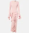 Solace London Della Draped Gown In Pink