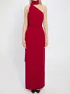 Solace London Demi Red Long Dress With One-shoulder Design And Back Slit In Fabric Woman In Red