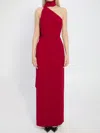 Solace London Demi One-shoulder Draping Maxi Dress In Red