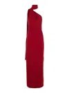 Solace London Demi Red Long Dress With One-shoulder Design And Back Slit In Fabric Woman In Red