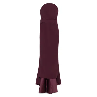 Solace London Citra Long Dress In Burgundy