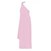 Solace London One-shoulder Drape Dress In Pink