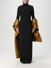 Solace London Black Lyana Shawl Maxi Dress In Gold