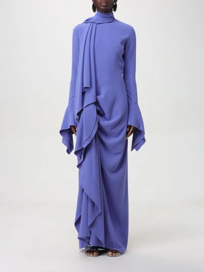 Solace London Nella Draped Ruched Crepe Maxi Dress In Viola