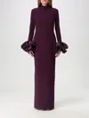 Solace London Viviana Satin-trimmed Gown In Purple