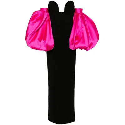 open lace back dress The Kinsley Maxi Dress in Hot Pink & Black  Solace London