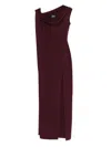 Solace London Irina Bordeaux One-shoulder Long Dress With Draped Neckline In Fabric Woman In Burgundy