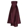 Solace London Tiffany Strapless Asymmetric Maxi Dress In Burgundy