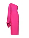 Solace London Lenna Pleated Crepe Midi Dress In Hot Pink