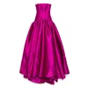Solace London Cassia Strapless Pleated Satin-twill Gown In Pink