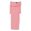 Solace London Yuni Off-shoulder Draped Midi Dress In Pink