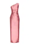 Solace London Kira Draped One-shoulder Satin Gown In Pink