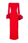 Solace London Talia Off-the-shoulder Faille-trimmed Crepe Gown