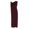 Solace London Irina Bordeaux One-shoulder Long Dress With Draped Neckline In Fabric Woman In Red